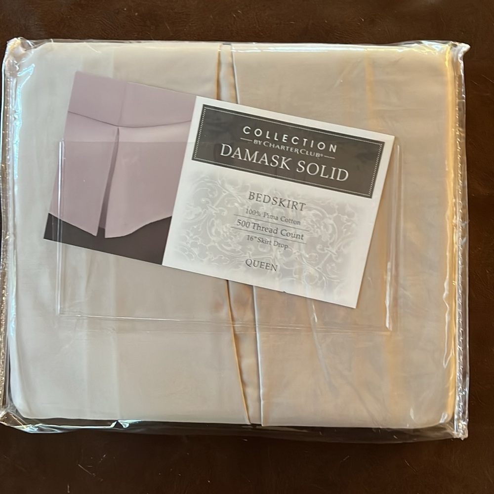 Damask bedskirt Queen Box Pleat